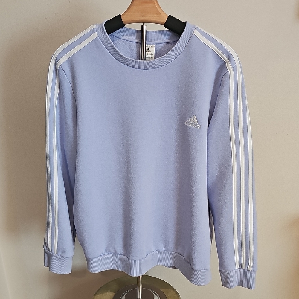 Adidas Lavendar Crewneck Fleece with Signature Stripes